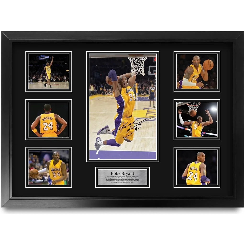 ALAYRA FR A2 Kobe Bryant Gifts Printed Signed Autograph Presentation Display for Basketball Memorabilia Fans - A2 Framed 01