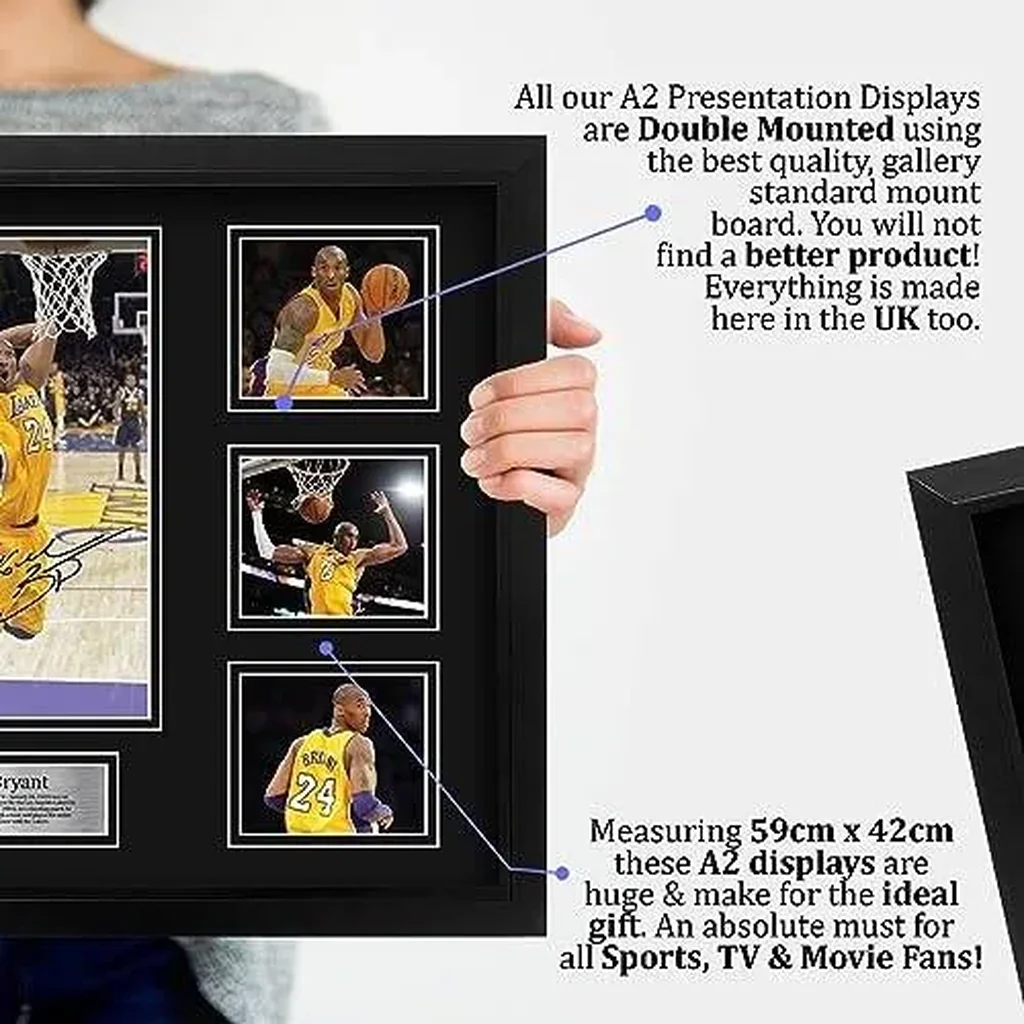 ALAYRA FR A2 Kobe Bryant Gifts Printed Signed Autograph Presentation Display for Basketball Memorabilia Fans - A2 Framed 01 - Image 2