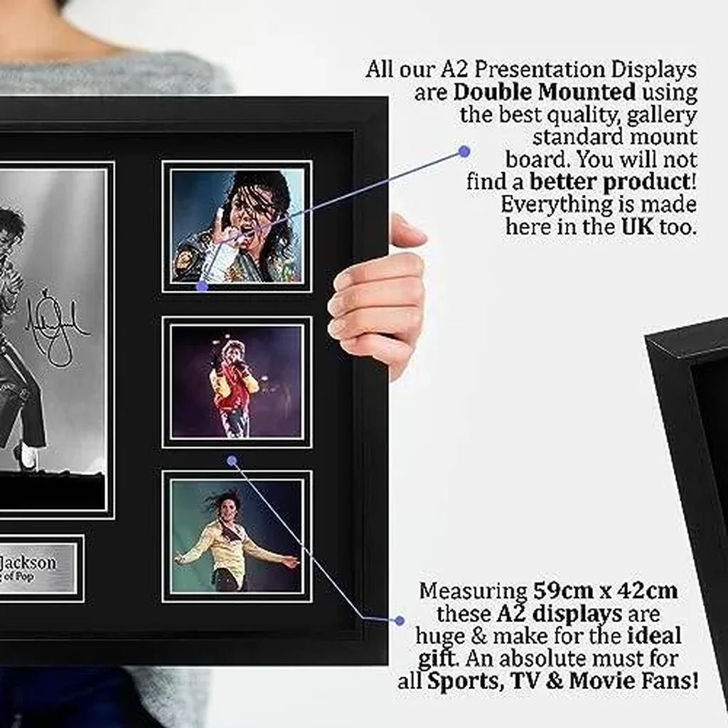 ALAYRA FR A2 Michael Jackson Gifts Printed Signed Autograph Picture for Music Memorabilia Fans - A2 Framed 01 - Image 2