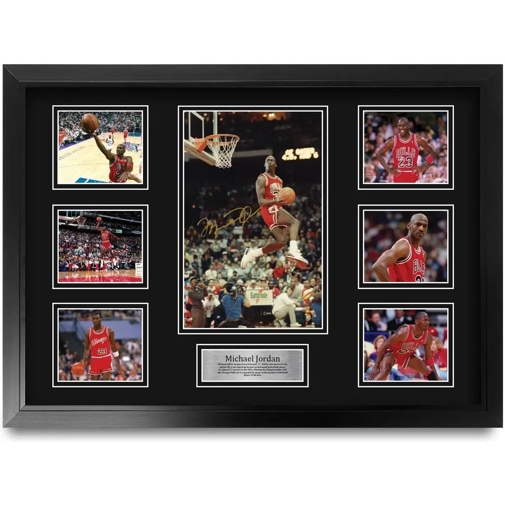 ALAYRA FR A2 Michael Jordan Gifts Printed Signed Autograph Presentation Display for Basketball Memorabilia Fans - A2 Framed 01