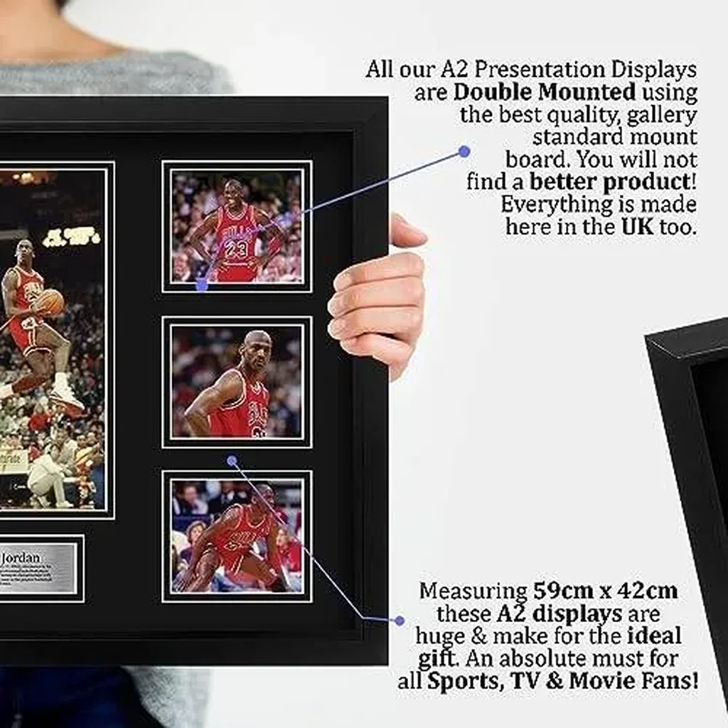 ALAYRA FR A2 Michael Jordan Gifts Printed Signed Autograph Presentation Display for Basketball Memorabilia Fans - A2 Framed 01 - Image 2