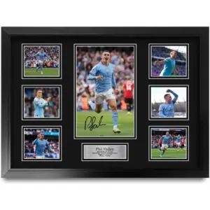ALAYRA FR A2 Phil Foden Manchester City Gifts Deluxe Printed Signed Autograph Picture for Football Fans and Supporters - A2 Framed 01