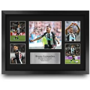 ALAYRA FR A3 Bruno Guimaraes Magpies Printed Memorabilia Signed Autograph Photograph Display for Football Fans and Supporters - A3 Framed 01