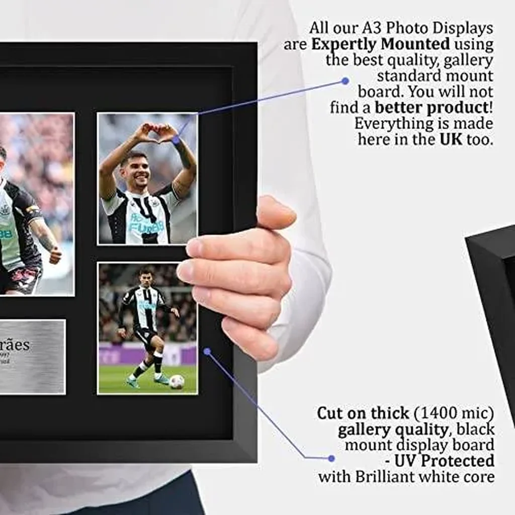 ALAYRA FR A3 Bruno Guimaraes Magpies Printed Memorabilia Signed Autograph Photograph Display for Football Fans and Supporters - A3 Framed 01 - Image 2