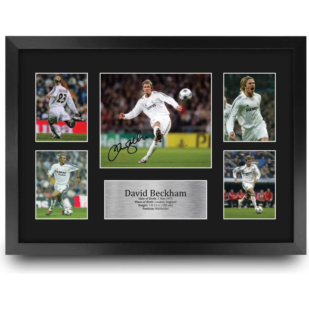 ALAYRA FR A3 David Beckham Real Madrid Gifts Printed Signed Autograph Picture for Football Fans and Supporters - A3 Framed 01