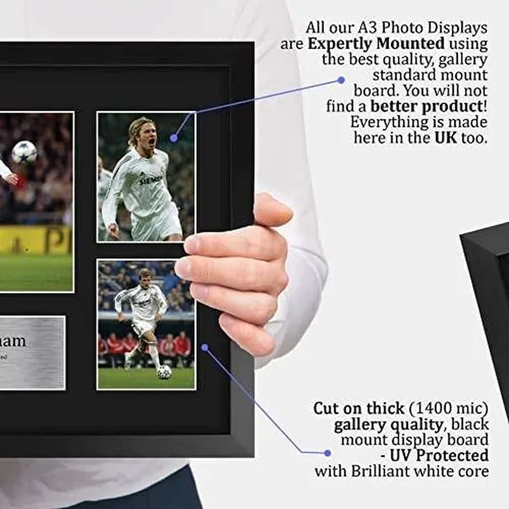 ALAYRA FR A3 David Beckham Real Madrid Gifts Printed Signed Autograph Picture for Football Fans and Supporters - A3 Framed 01 - Image 2
