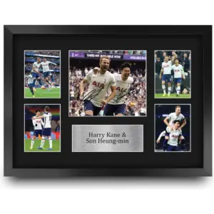 ALAYRA FR A3 Harry Kane & Son Heung-min Tottenham Hotspurs Spurs Printed Memorabilia Signed Autograph Photograph Display for Football Fans and Supporters - A3 Framed 01