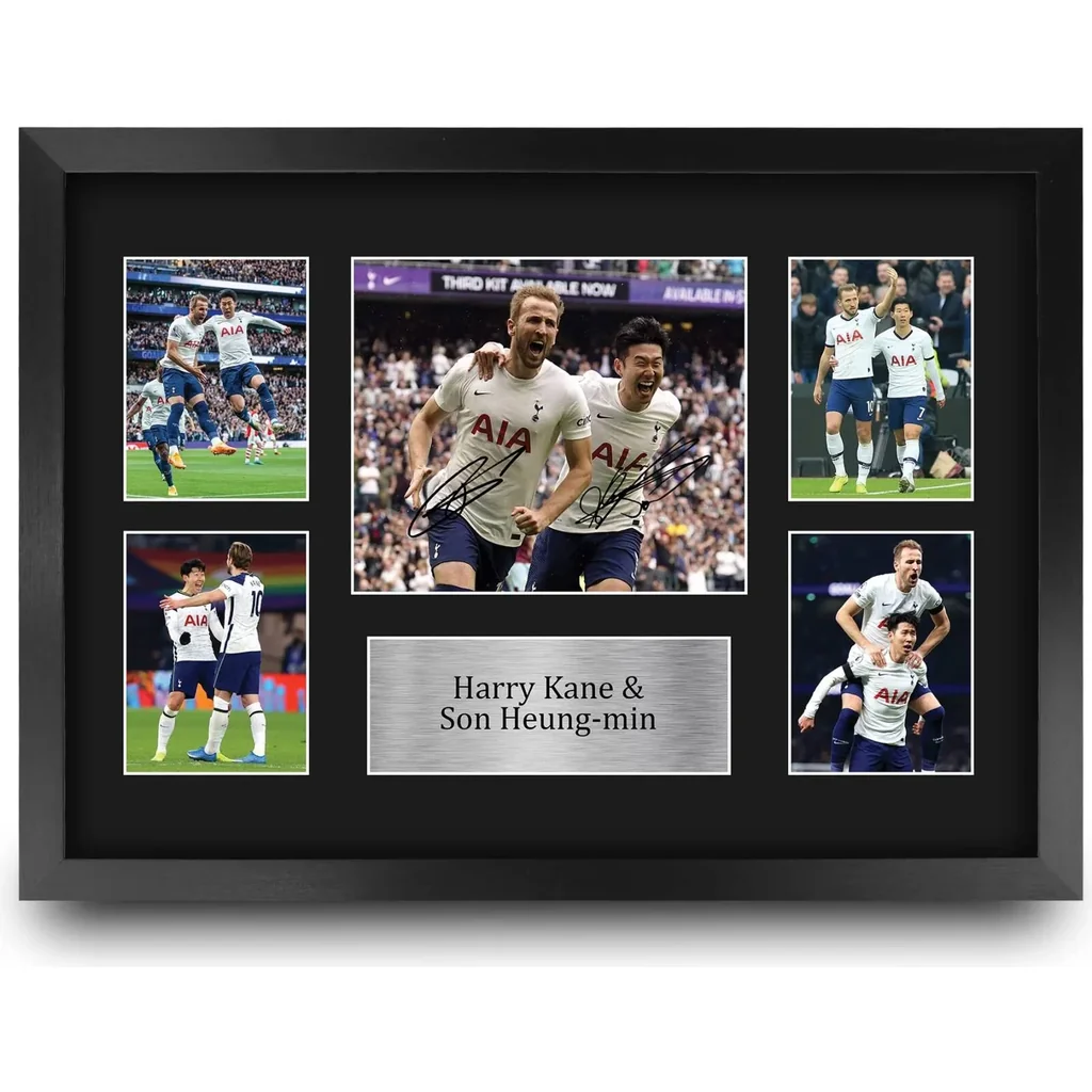 ALAYRA FR A3 Harry Kane & Son Heung-min Tottenham Hotspurs Spurs Printed Memorabilia Signed Autograph Photograph Display for Football Fans and Supporters - A3 Framed 01