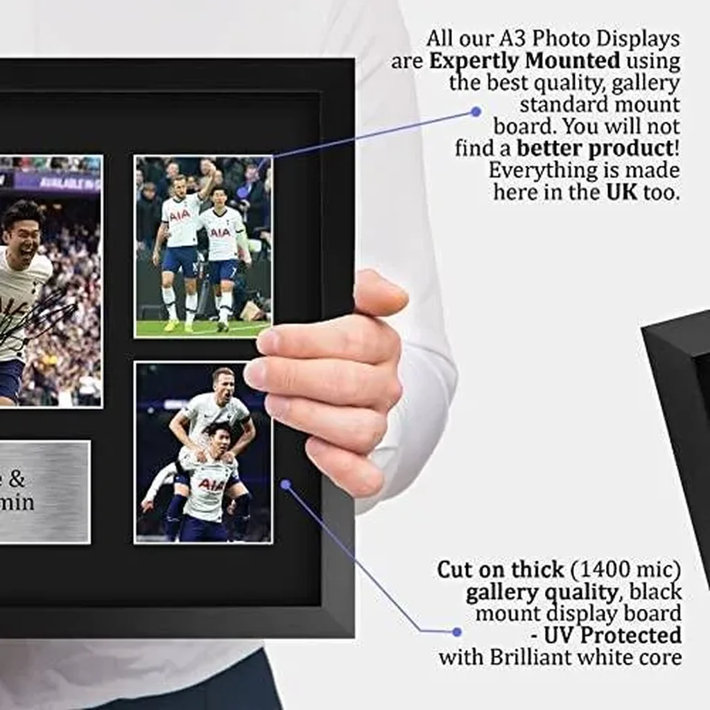 ALAYRA FR A3 Harry Kane & Son Heung-min Tottenham Hotspurs Spurs Printed Memorabilia Signed Autograph Photograph Display for Football Fans and Supporters - A3 Framed 01 - Image 2