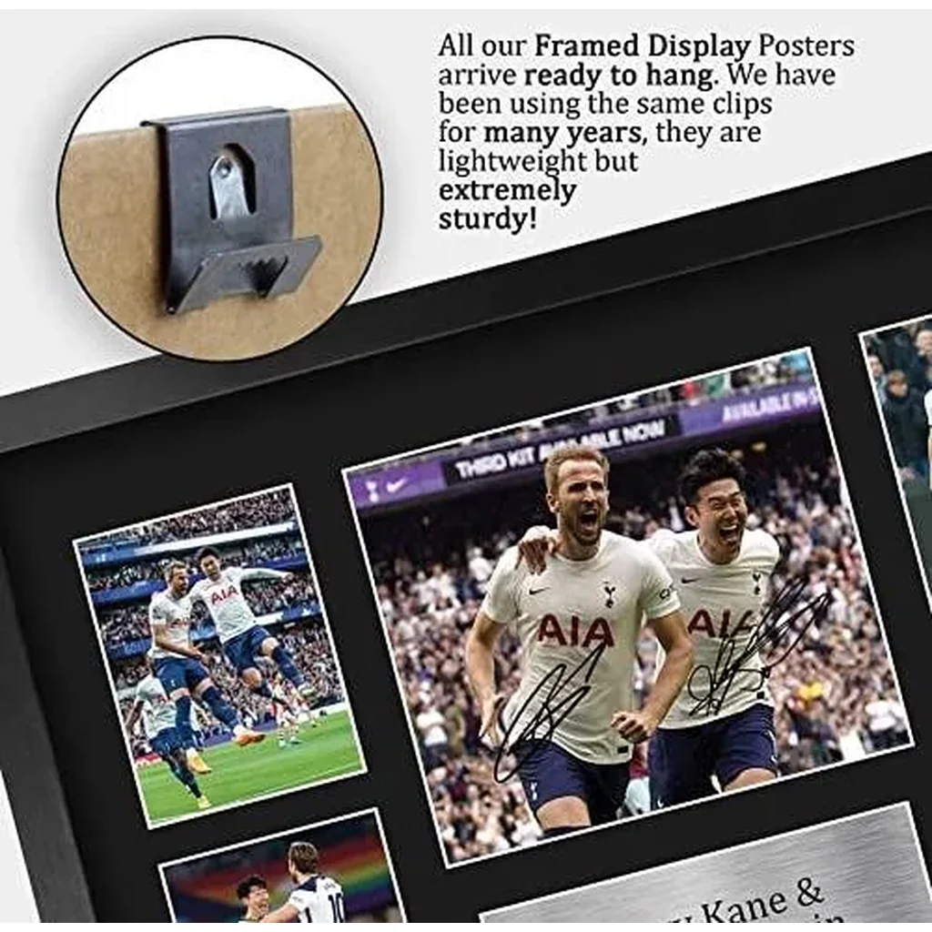 ALAYRA FR A3 Harry Kane & Son Heung-min Tottenham Hotspurs Spurs Printed Memorabilia Signed Autograph Photograph Display for Football Fans and Supporters - A3 Framed 01 - Image 3