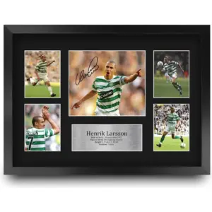ALAYRA FR A3 Henrik Larsson Celtic Printed Memorabilia Signed Autograph Photograph Display for Football Fans and Supporters - A3 Framed 01