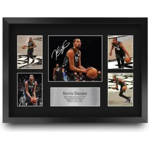 ALAYRA FR A3 Kevin Durant Brooklyn Nets Gifts Printed Signed Autograph Presentation Display for Basketball Memorabilia Fans - A3 Framed 01