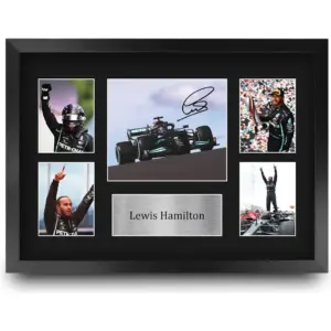 ALAYRA FR A3 Lewis Hamilton Gifts Printed Signed Autograph Presentation Display for F1 Formula 1 Racing Fans - A3 Framed 01