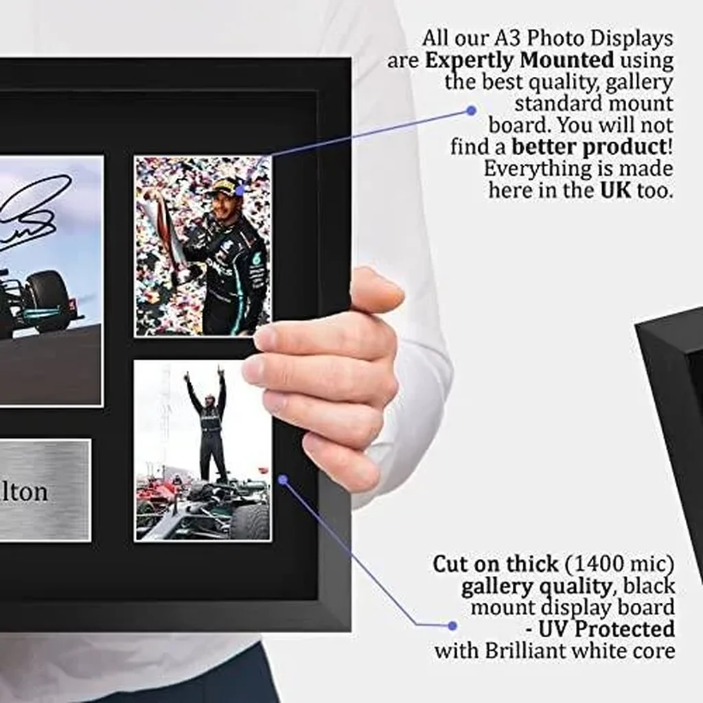 ALAYRA FR A3 Lewis Hamilton Gifts Printed Signed Autograph Presentation Display for F1 Formula 1 Racing Fans - A3 Framed 01 - Image 2