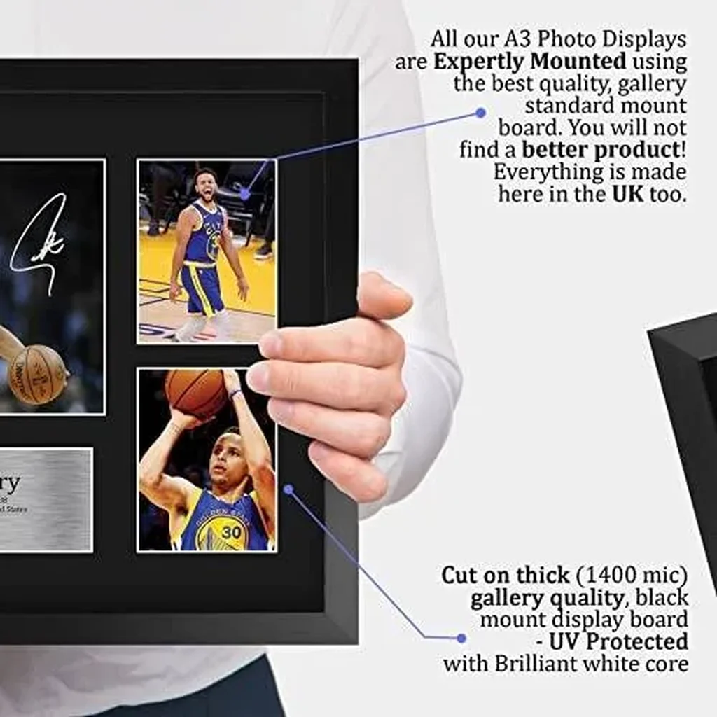 ALAYRA FR A3 Steph Curry Golden State Warriors Gifts Printed Signed Autograph Presentation Display for Basketball Memorabilia Fans - A3 Framed 01 - Image 2