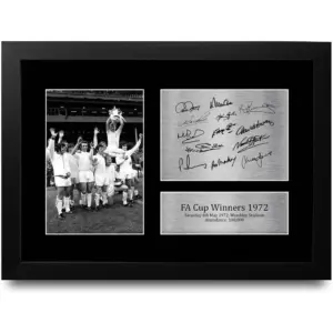 ALAYRA FR A4 Leeds United 1972 FA Cup Winners Printed Memorabilia Signed Autograph Photograph Display for Football Fans and Supporters - A4 Framed 01