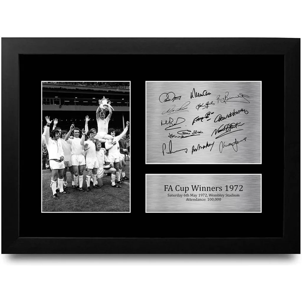 ALAYRA FR A4 Leeds United 1972 FA Cup Winners Printed Memorabilia Signed Autograph Photograph Display for Football Fans and Supporters - A4 Framed 01