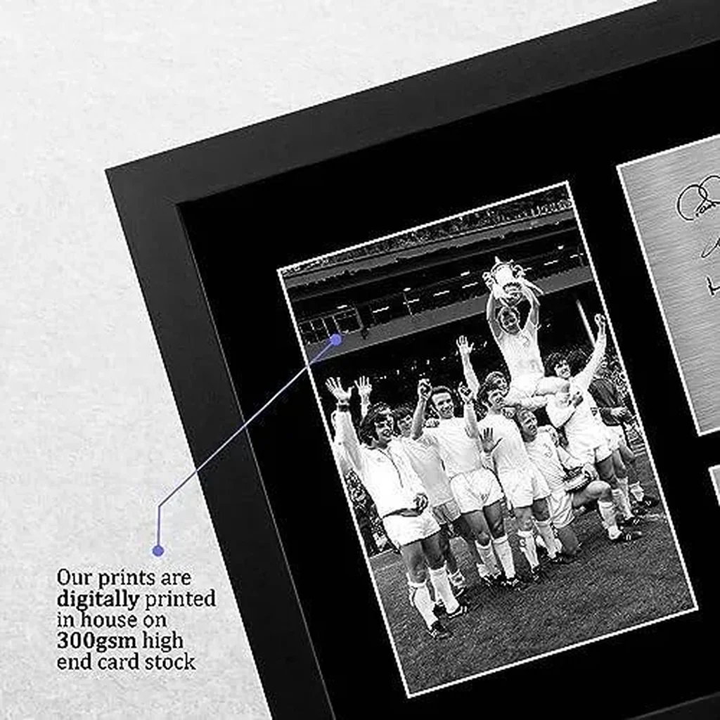ALAYRA FR A4 Leeds United 1972 FA Cup Winners Printed Memorabilia Signed Autograph Photograph Display for Football Fans and Supporters - A4 Framed 01 - Image 2
