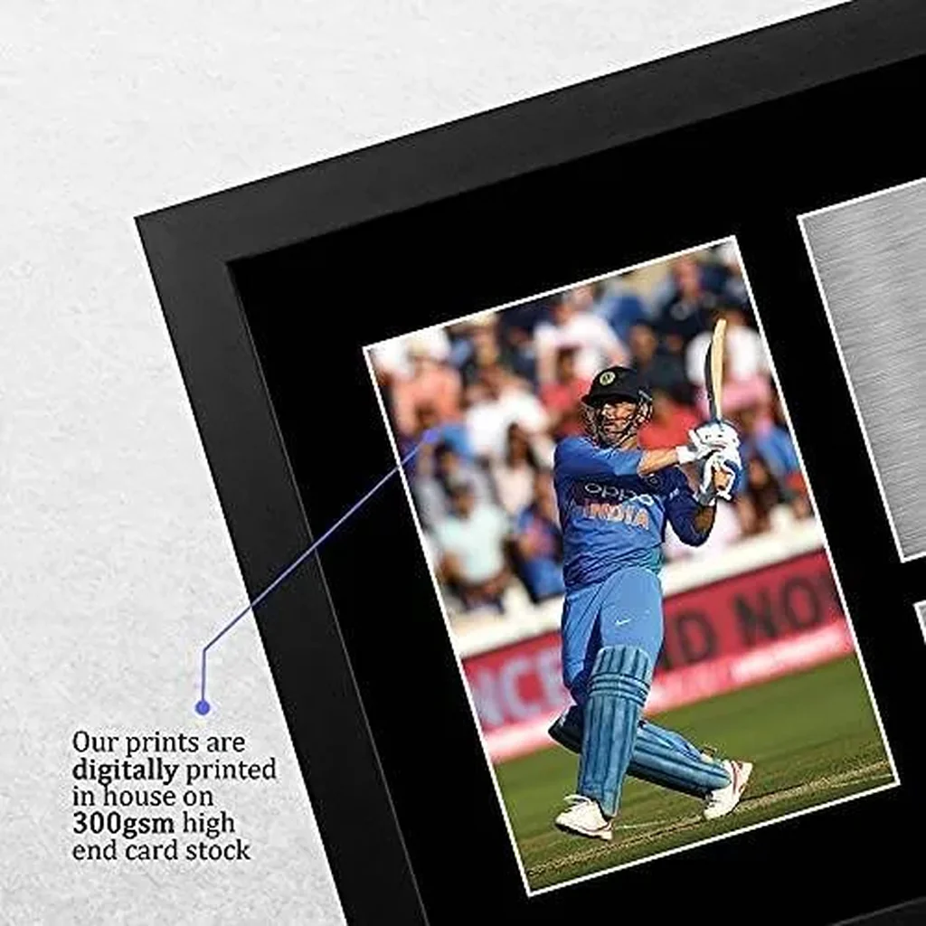 ALAYRA FR A4 MS Dhoni Indian Cricket Team Gifts Printed Signed Autograph Picture for Cricketer Memorabilia Fans - A4 Framed 01 - Image 2