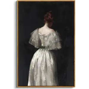 ALAYRA Framed Canvas Prints Art Vintage Decor, Dark Academia Female Form Retro Decor, Seventeenth Century Lady Classical Painting Wall Decorations for Bedroom Bathroom Office, 24"x36" 01