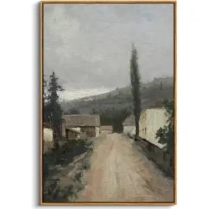 ALAYRA Framed Canvas Prints Art Vintage Decor, Village Landscapes Paintings Artwork, Large Prints, Rustic Decor, Retro Hanging Wall Decoration for Bedroom Living Room Bathroom Office, 24"x36" 01