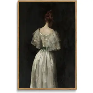 ALAYRA Framed Canvas Prints Art Vintage Decor, Witchy Halloween Decor, Dark Academia Female Form Seventeenth Century Lady Classical Painting Wall Decoration for Bedroom Bathroom Office, 16"x24" 01