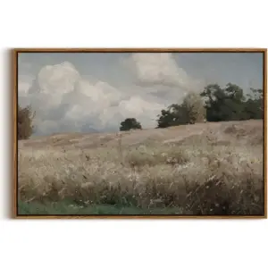 ALAYRA Framed Canvas Wall Art Vintage Decor, Farmhouse Scenery Vast Field Grassland Paintings, Large Prints, Nature Landscape Hanging Wall Decoration for Living Room Bedroom Bathroom, 20"x30" 01