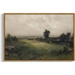 ALAYRA Framed Canvas Wall Art Vintage Decor, Framed Vintage Landscape Canvas Wall Art, Wild Field Prints, Cottagecore Bedroom Bathroom Office Decor, 24"x36" 01