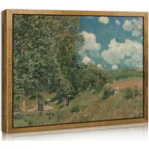 ALAYRA Framed Canvas Wall Art, 12x16in Vintage Wall Art Decor for Living Room, Scenic View of The Road Painting, Landscape Pictures Artwork for Wall, Nature Art Prints for Bedroom, Bathroom, Farmhous