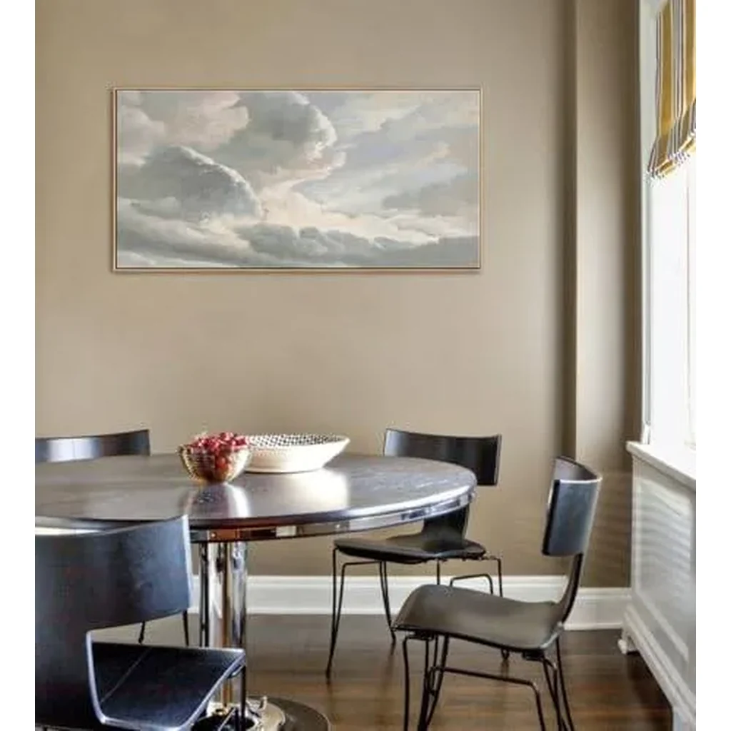 ALAYRA Framed Canvas Wall Art, Clouds with a Sunset Vintage Painting Prints, Classical Sky Cloud Pictures Nature Wall Art, Modern Farmhouse Country Decoration, Home Bedroom Living Room Decor 20"x40" 0 - Image 2