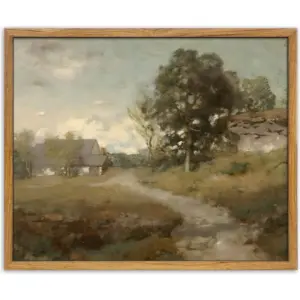 ALAYRA Framed Canvas Wall Art, Vintage Wall Decor Countryside Road Pictures, Ready to Hang Painting for Living Room Bedroom Bathroom, 12x16in 01