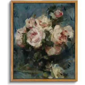 ALAYRA Framed Flower Wall Art Home Decor, Roses Vintage Botanical Prints, Floral Paintings Canvas Art Wall Decor, Floral Home Decor Wall Art, Canvas Prints for Living Room Bedroom Office Decor 01