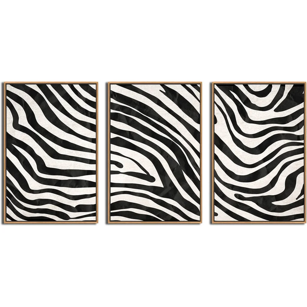 ALAYRA Framed Minimalist Wall Art Black and White Abstract Canvas Pictures Striped Whirlpool Mid Century Modern Canvas Painting for Living Room Bedroom Bathroom Office Home Wall Decor 16"X24"X3 01