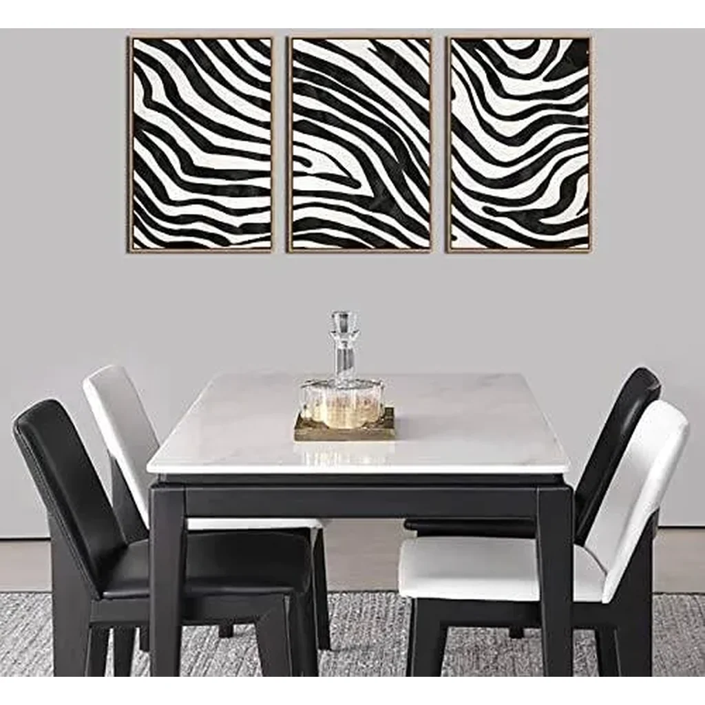 ALAYRA Framed Minimalist Wall Art Black and White Abstract Canvas Pictures Striped Whirlpool Mid Century Modern Canvas Painting for Living Room Bedroom Bathroom Office Home Wall Decor 16"X24"X3 01 - Image 2