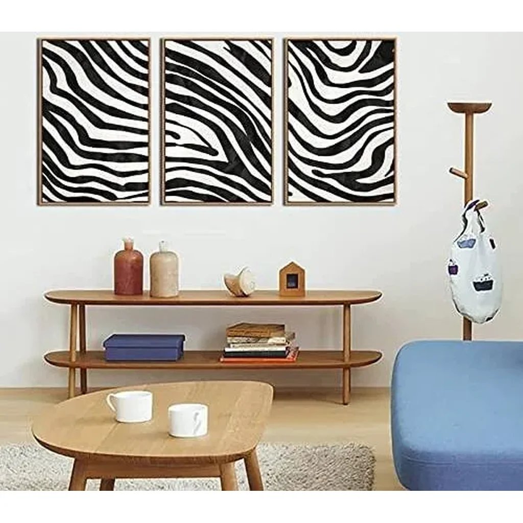 ALAYRA Framed Minimalist Wall Art Black and White Abstract Canvas Pictures Striped Whirlpool Mid Century Modern Canvas Painting for Living Room Bedroom Bathroom Office Home Wall Decor 16"X24"X3 01 - Image 3