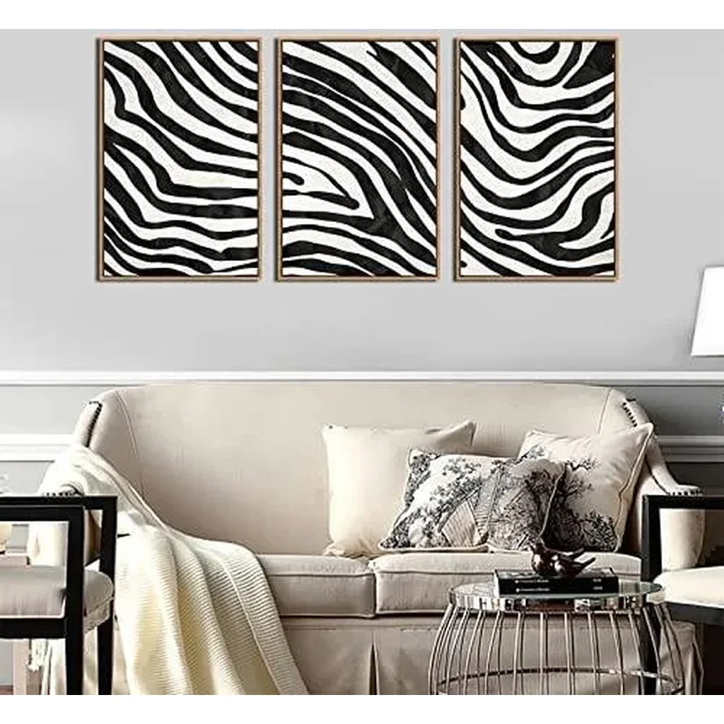 ALAYRA Framed Minimalist Wall Art Black and White Abstract Canvas Pictures Striped Whirlpool Mid Century Modern Canvas Painting for Living Room Bedroom Bathroom Office Home Wall Decor 16"X24"X3 01 - Image 4