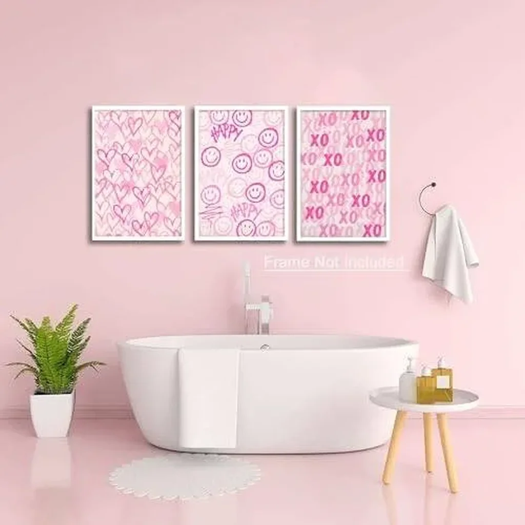ALAYRA Framed Pink Preppy Set of 3 XO (12"x16"x3 Unframed) 01 - Image 4