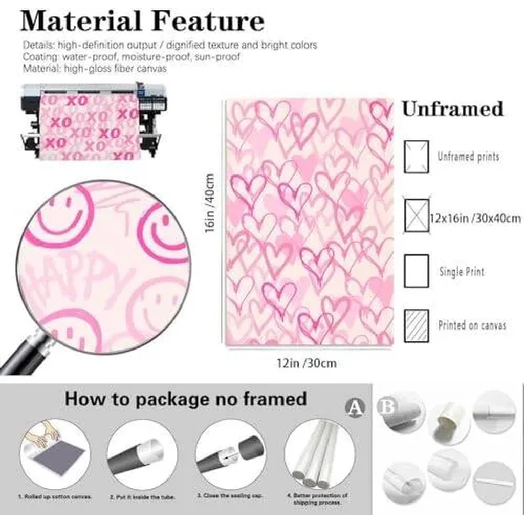 ALAYRA Framed Pink Preppy Set of 3 XO (12"x16"x3 Unframed) 01 - Image 5