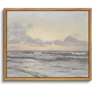ALAYRA Framed Vintage Wall Art Home Decor Coastal Wall Art Paintings Vast Sea under Cloudy Sky Canvas Art Wall Decor Rustic Art for Bathroom Farmhouse Decor Pictures for Living Room 01