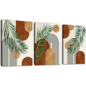 ALAYRA Framed Wall Art Minimalist Canvas Wall Pictures Modern Abstract Mid Century Boho Wall Decor Bohemian Moon Phases Wall Picture Prints for Living Room Bedroom Bathroom Home Office 12"x16"x3 Pcs 0