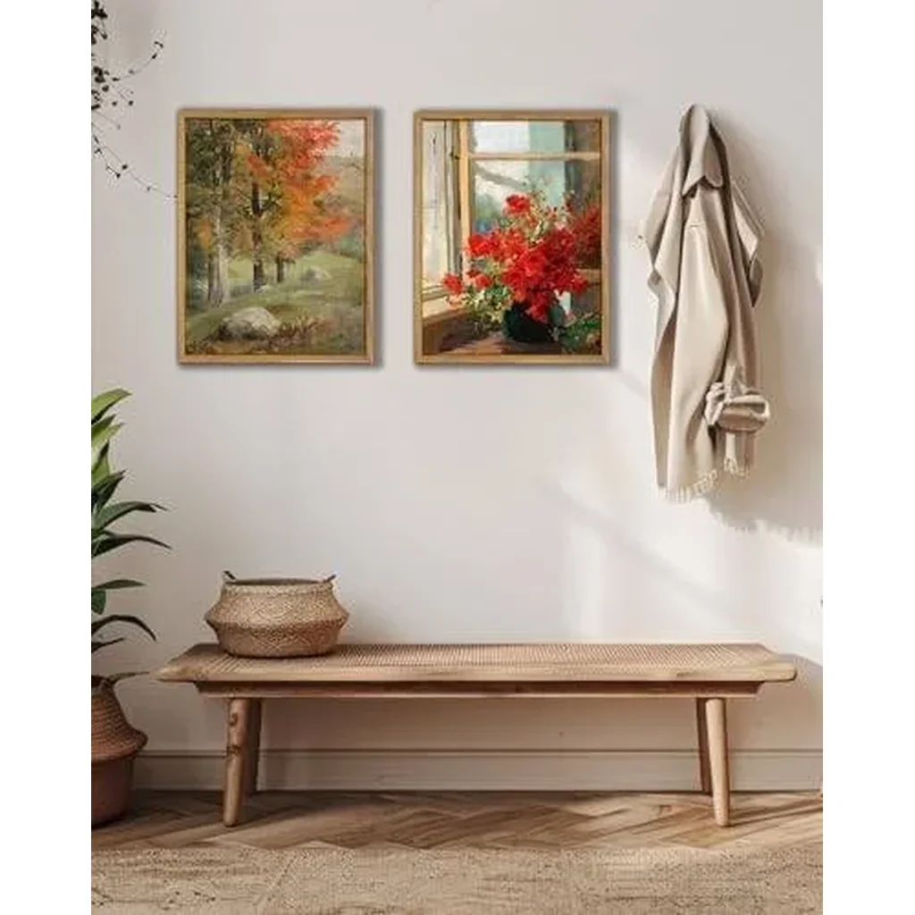 ALAYRA Framed Wall Art, Vintage Wall Art, Modern Farmhouse Decor, Red Flowers Print, Antique Wall Decor 12x16in 01 - Image 4