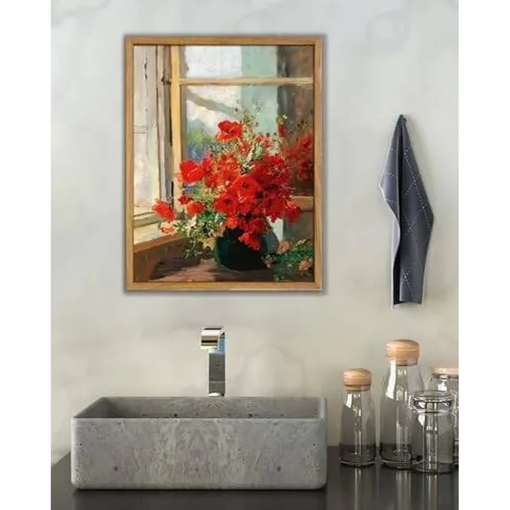ALAYRA Framed Wall Art, Vintage Wall Art, Modern Farmhouse Decor, Red Flowers Print, Antique Wall Decor 12x16in 01 - Image 5