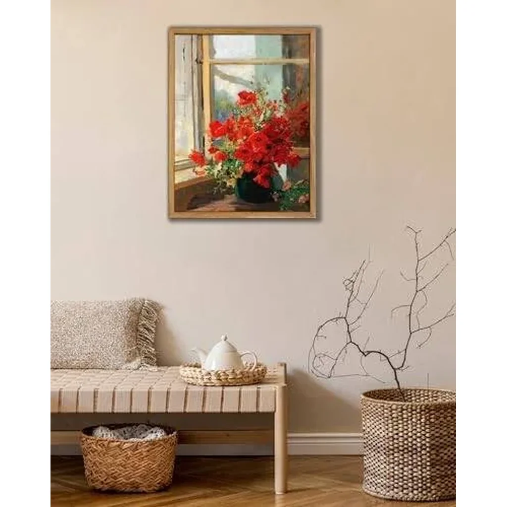 ALAYRA Framed Wall Art, Vintage Wall Art, Modern Farmhouse Decor, Red Flowers Print, Antique Wall Decor 12x16in 01 - Image 6