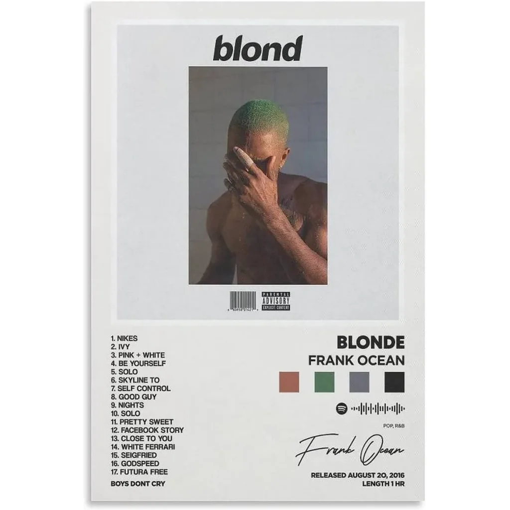 ALAYRA Frank Ocean - Blonde Album Cover Canvas Posters for Room Aesthetic Gift Unframe16x24inch(40x60cm) 01