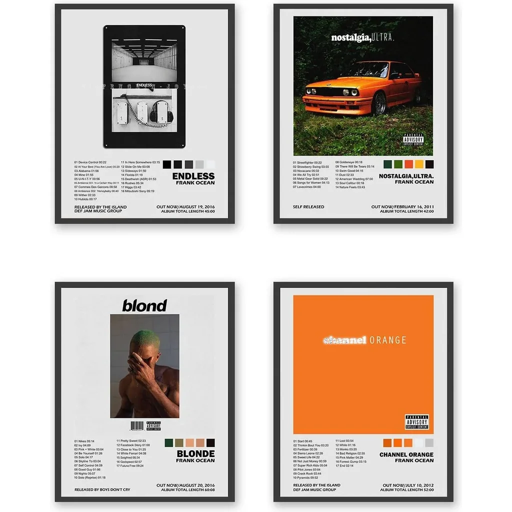 ALAYRA Frank Ocean Album Cover Posters Set of 4 Music Posters for Room Aesthetic Canvas Wall Art for Teens Room Decor (11"x14" UNFRAMED) 01