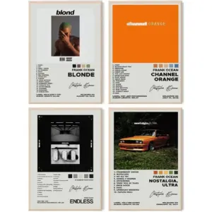 ALAYRA Frank Ocean Album Cover Signed Limited Posters Set of 4, Rapper Music Posters Kanye Album Cover Posters for Room Aesthetic, Girls Room Decor (8x10inch, unframed) 01