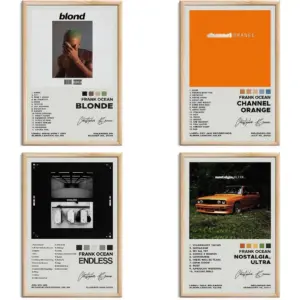 ALAYRA Frank Ocean Posters Album Cover Signed Limited Posters Rapper Music Posters Canvas Wall Art HD Prints Room Aesthetic Set of 4 for Teen and Girls Dorm Decor 8x12 inch Unframed 01