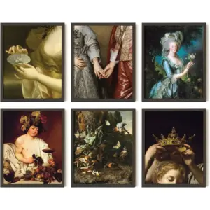 ALAYRA French Decor - Antique Wall Art Prints, Vintage Poster Rococo Paintings, Victorian Pictures Home Decor, Moody Maximalist Decor for Bedroom (8x10 UNFRAMED) 01