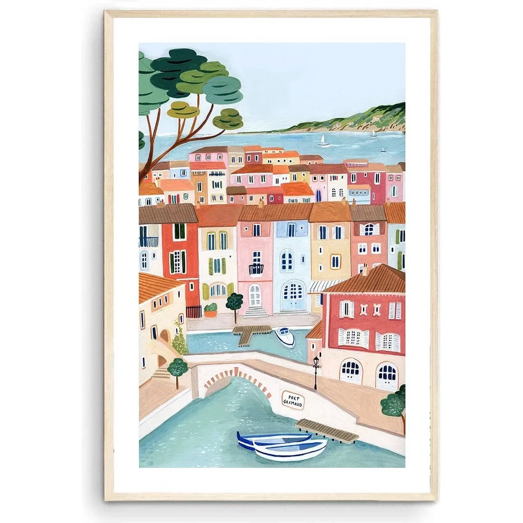 ALAYRA French Riviera Art Print, Port Grimaud, France Wall Art, Home Decor, Travel Gift, Provence (Unframed) (16x24) 01