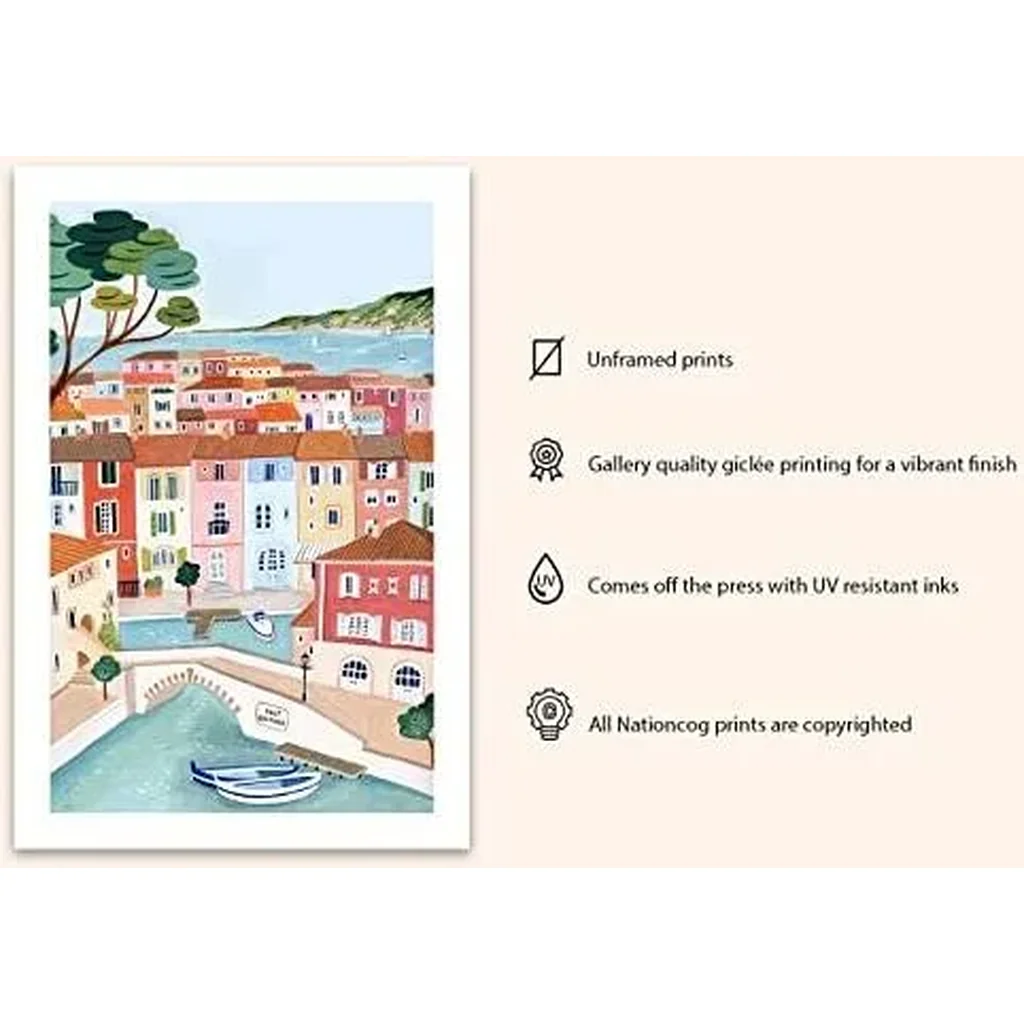 ALAYRA French Riviera Art Print, Port Grimaud, France Wall Art, Home Decor, Travel Gift, Provence (Unframed) (16x24) 01 - Image 3